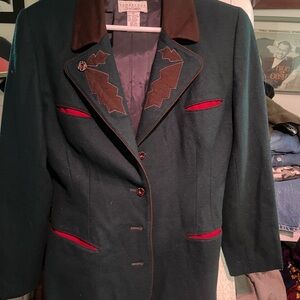 Cambridge Dry Goods Teal Blazer with Red Trim